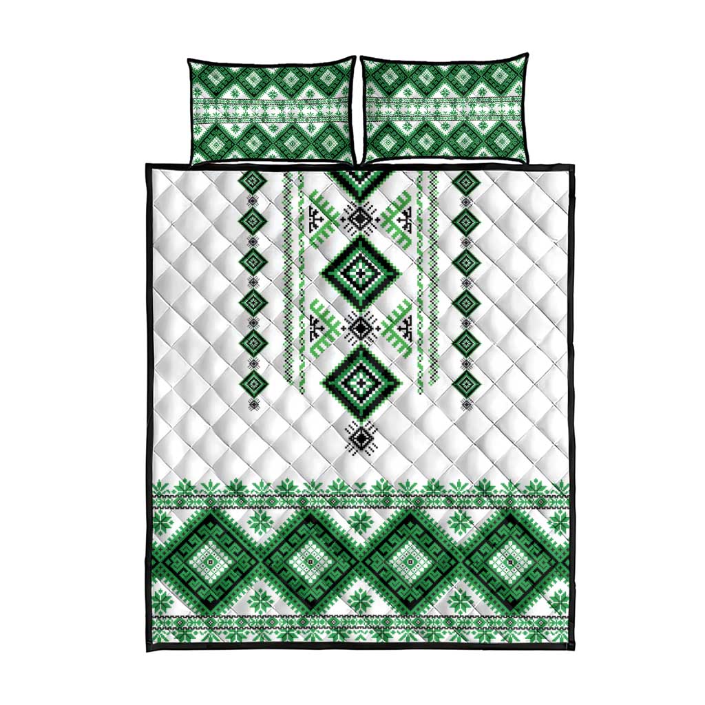 Ukraine Vyshyvanka Inspired Quilt Bed Set Ukrainian Traditional Folk Pattern