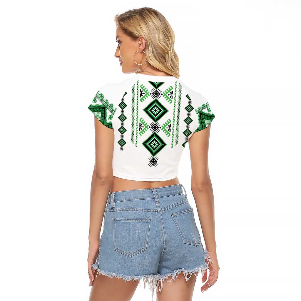 Ukraine Vyshyvanka Inspired Raglan Cropped T Shirt Ukrainian Traditional Folk Pattern