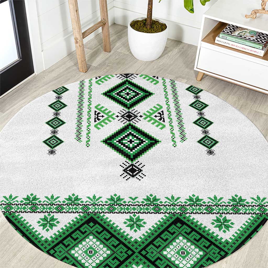 Ukraine Vyshyvanka Inspired Round Carpet Ukrainian Traditional Folk Pattern