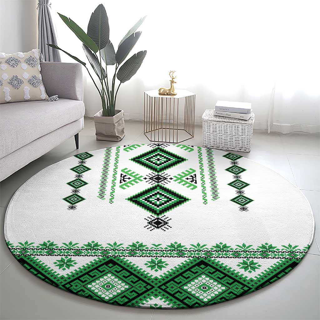 Ukraine Vyshyvanka Inspired Round Carpet Ukrainian Traditional Folk Pattern
