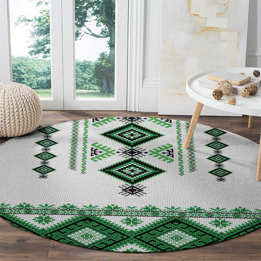 Ukraine Vyshyvanka Inspired Round Carpet Ukrainian Traditional Folk Pattern
