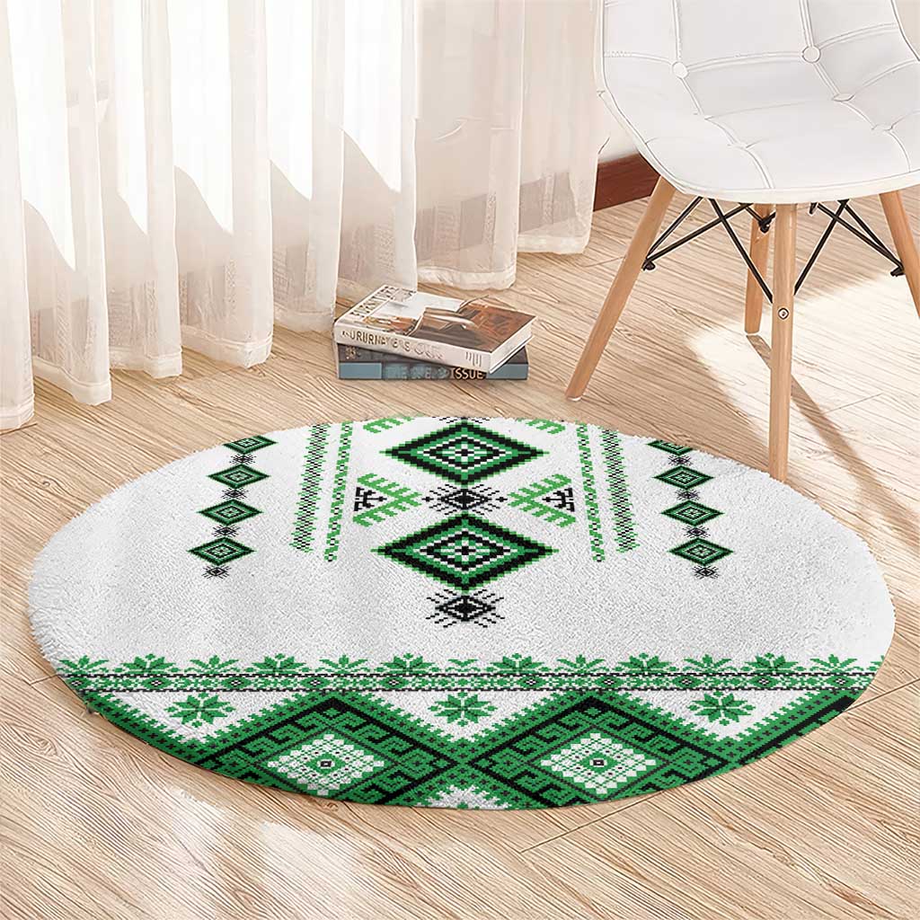 Ukraine Vyshyvanka Inspired Round Carpet Ukrainian Traditional Folk Pattern