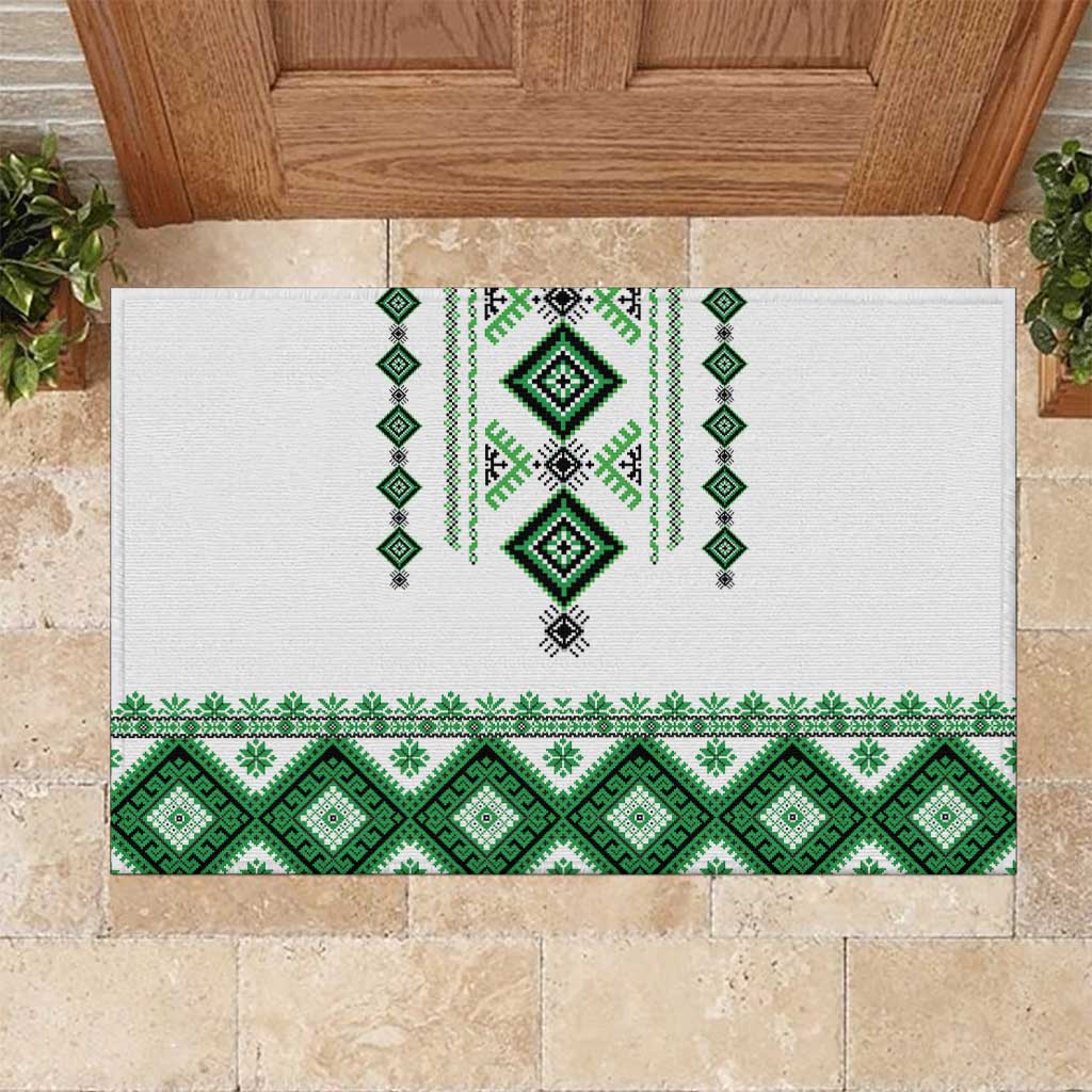 Ukraine Vyshyvanka Inspired Rubber Doormat Ukrainian Traditional Folk Pattern