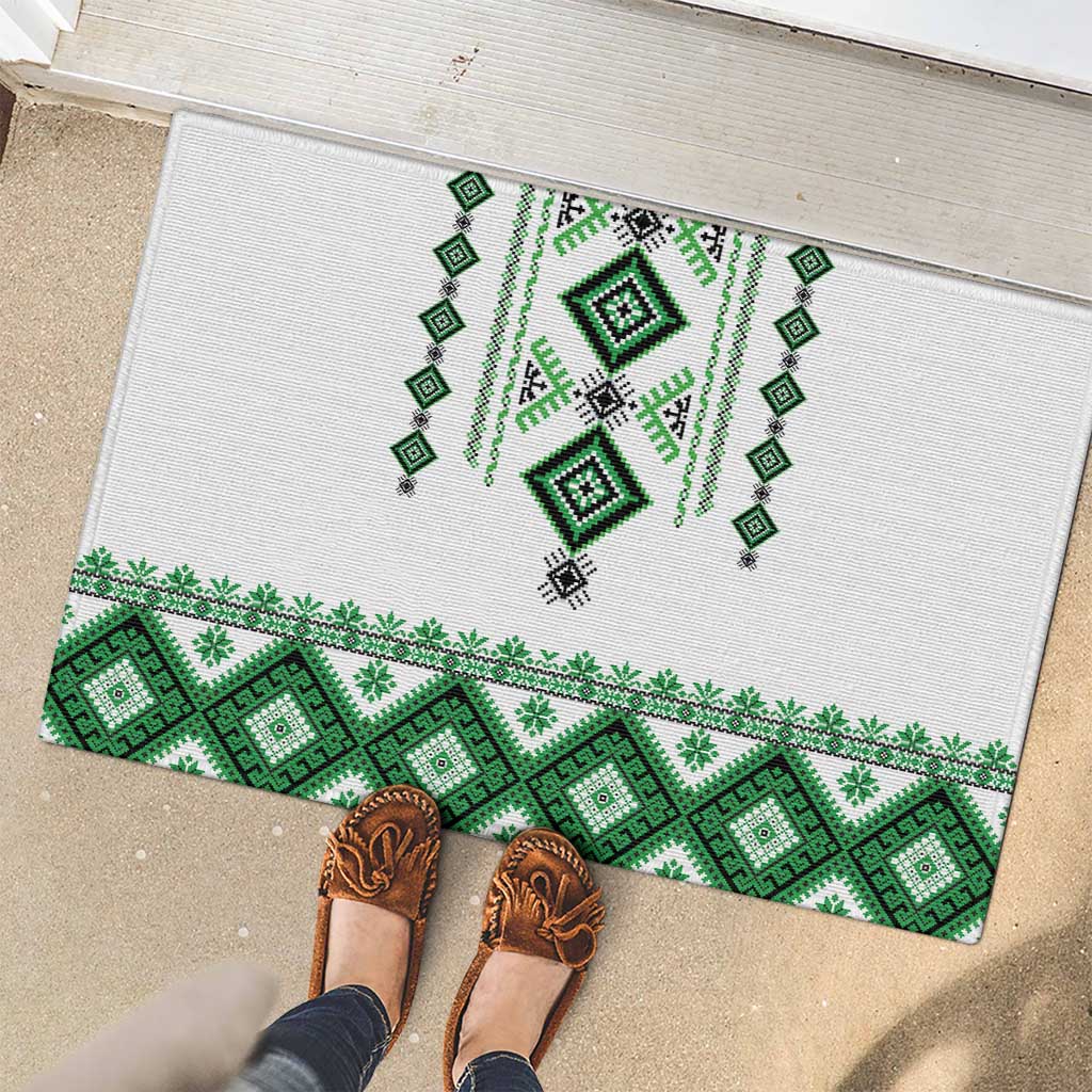 Ukraine Vyshyvanka Inspired Rubber Doormat Ukrainian Traditional Folk Pattern