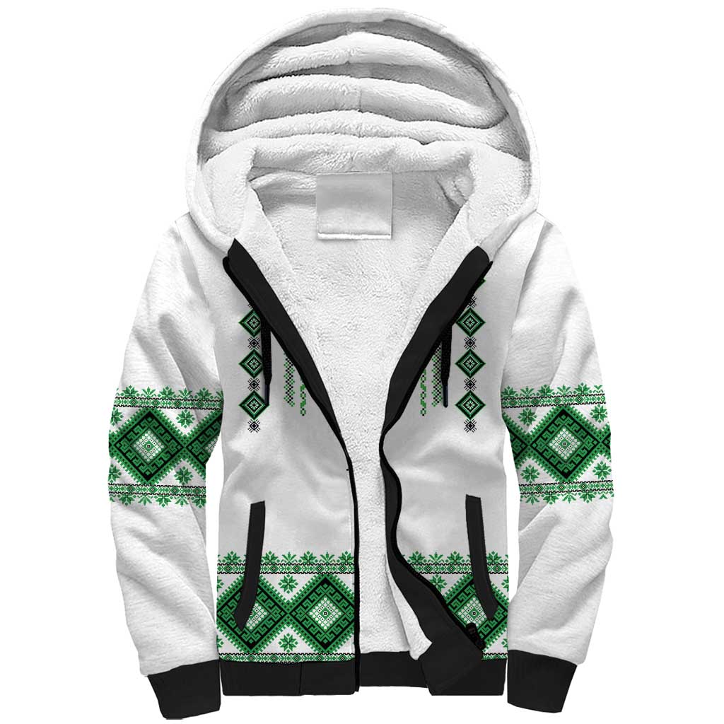 Ukraine Vyshyvanka Inspired Sherpa Hoodie Ukrainian Traditional Folk Pattern
