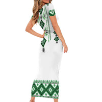 Ukraine Vyshyvanka Inspired Short Sleeve Bodycon Dress Ukrainian Traditional Folk Pattern