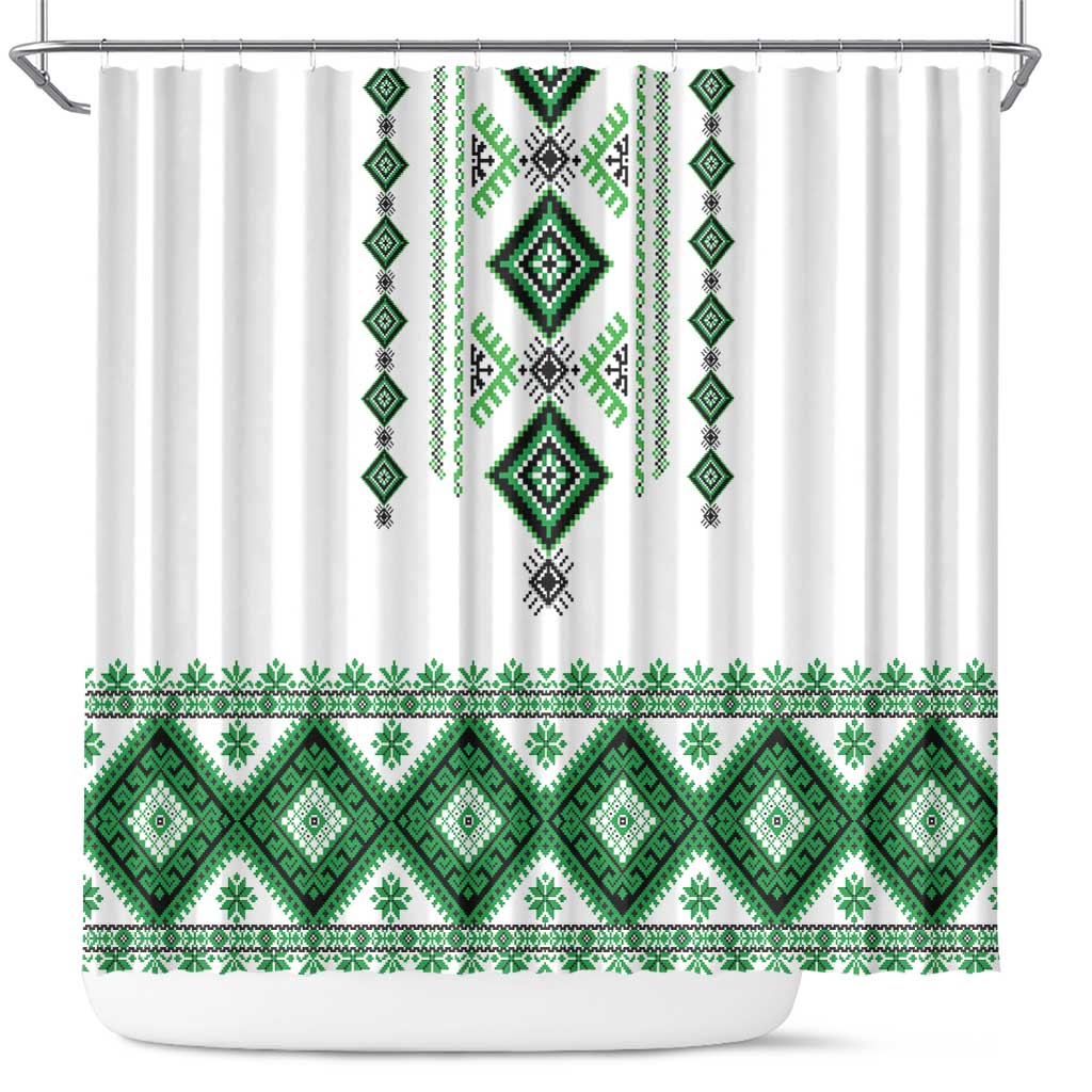 Ukraine Vyshyvanka Inspired Shower Curtain Ukrainian Traditional Folk Pattern