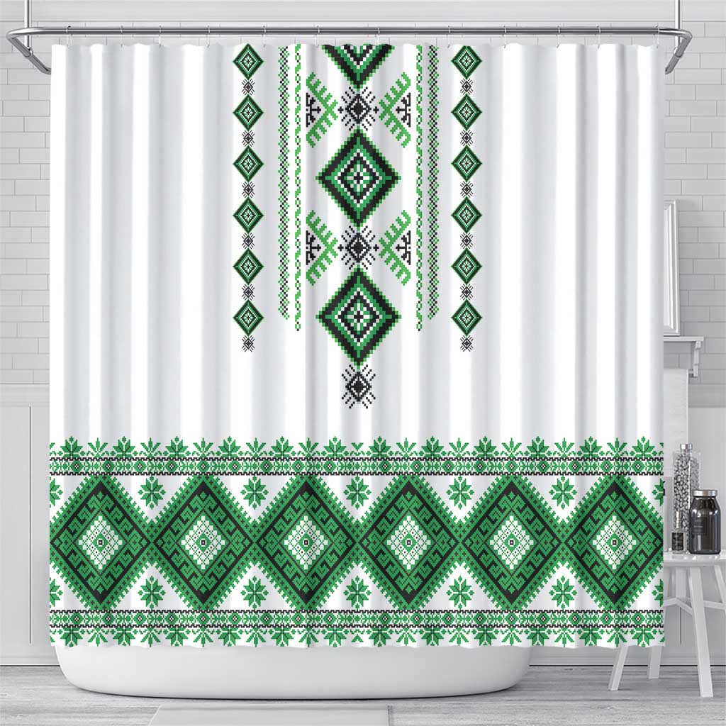 Ukraine Vyshyvanka Inspired Shower Curtain Ukrainian Traditional Folk Pattern