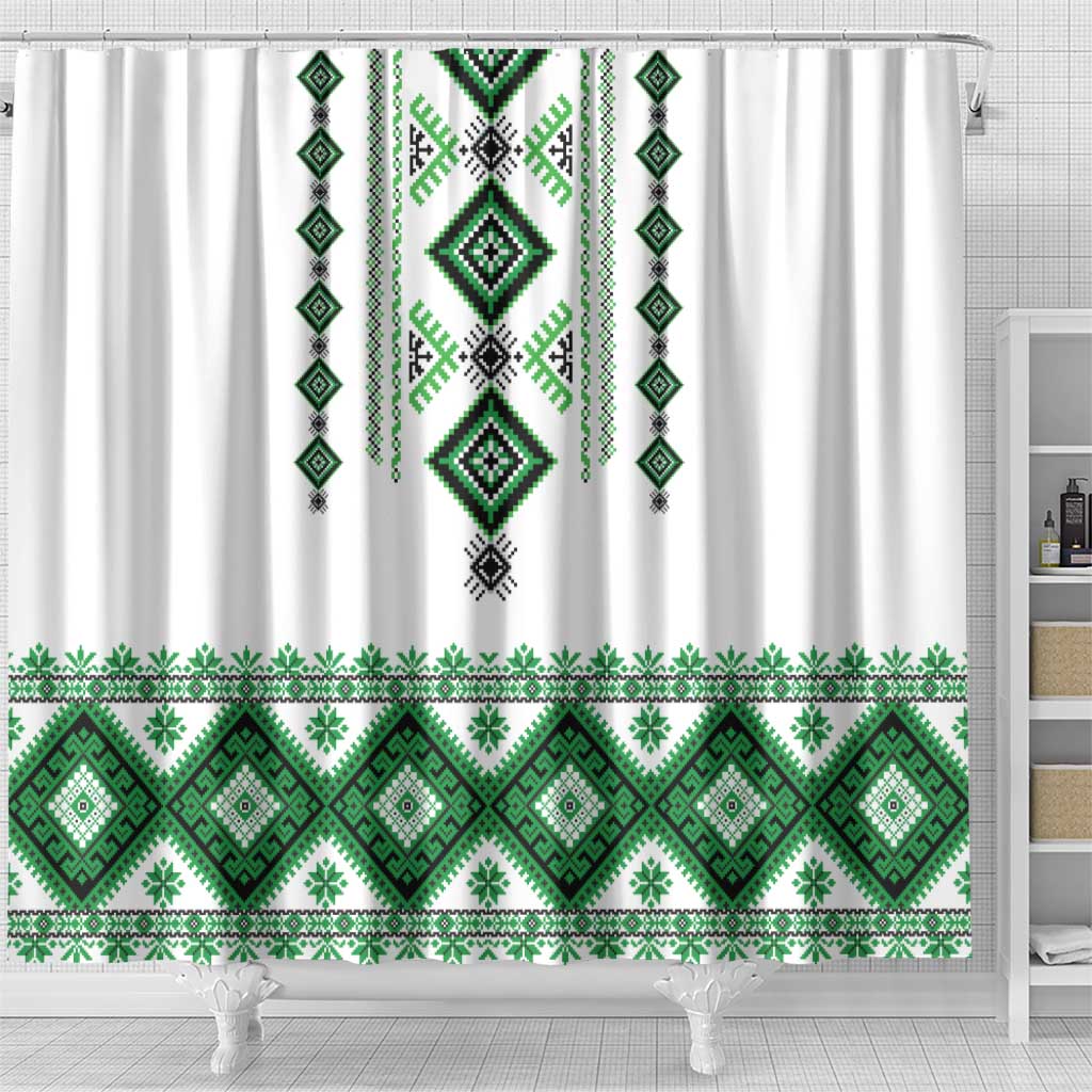 Ukraine Vyshyvanka Inspired Shower Curtain Ukrainian Traditional Folk Pattern