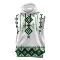 Ukraine Vyshyvanka Inspired Sleeveless Hoodie Ukrainian Traditional Folk Pattern