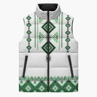 Ukraine Vyshyvanka Inspired Sleeveless Puffer Jacket Ukrainian Traditional Folk Pattern