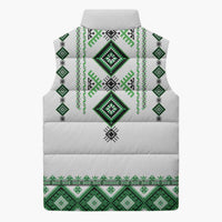 Ukraine Vyshyvanka Inspired Sleeveless Puffer Jacket Ukrainian Traditional Folk Pattern