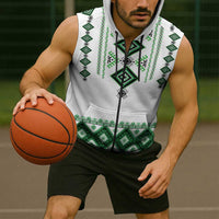 Ukraine Vyshyvanka Inspired Sleeveless Zip Hoodie Ukrainian Traditional Folk Pattern