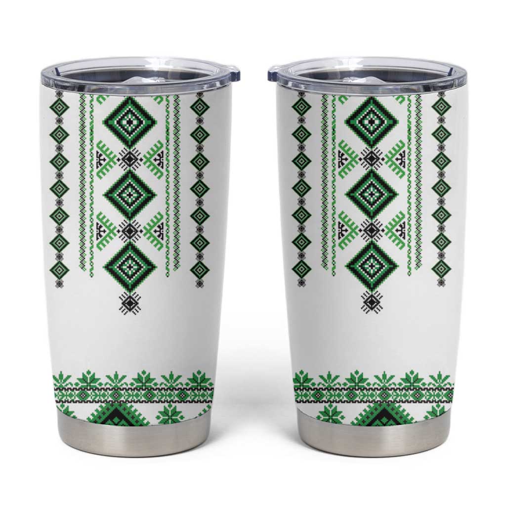 Ukraine Vyshyvanka Inspired Tumbler Cup Ukrainian Traditional Folk Pattern