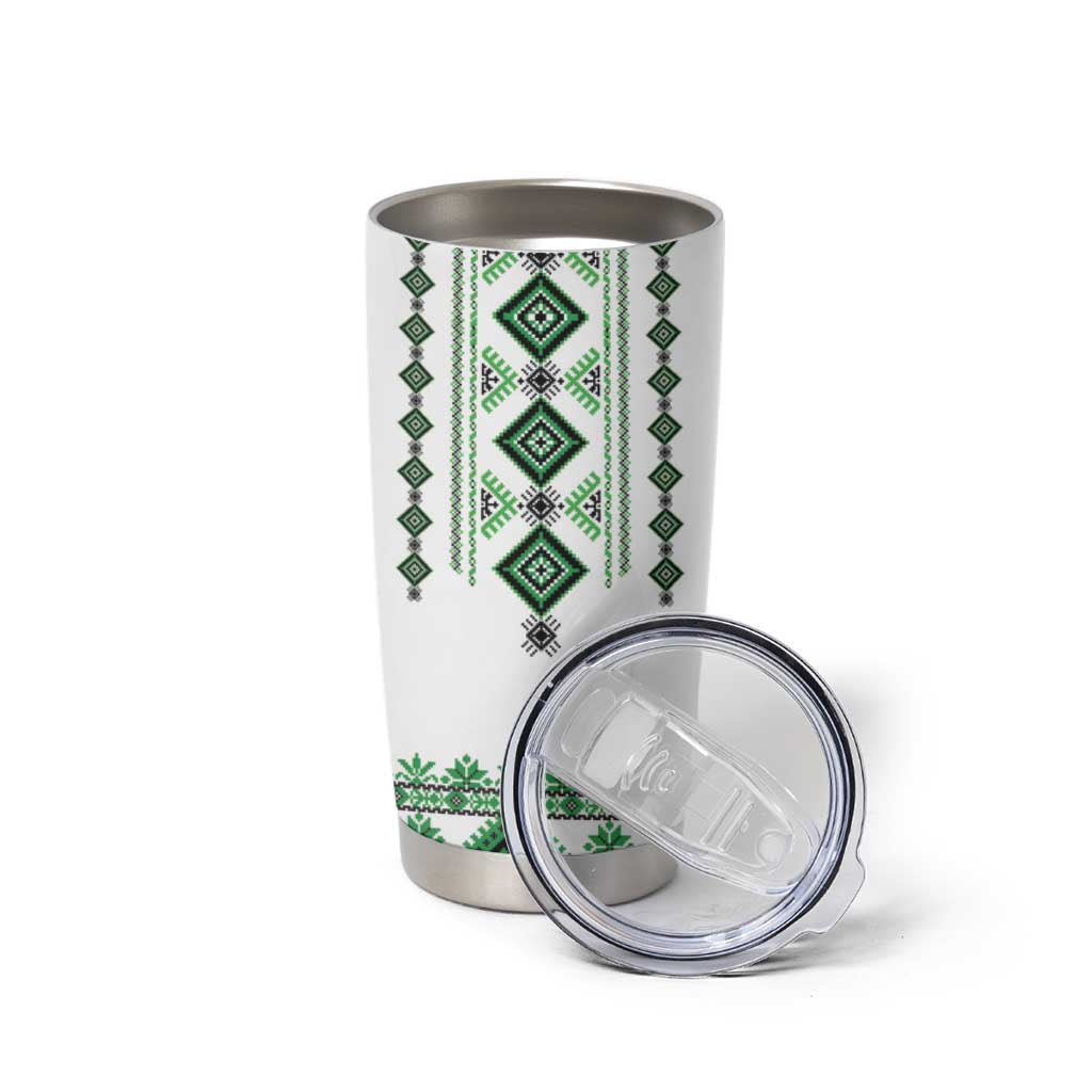 Ukraine Vyshyvanka Inspired Tumbler Cup Ukrainian Traditional Folk Pattern