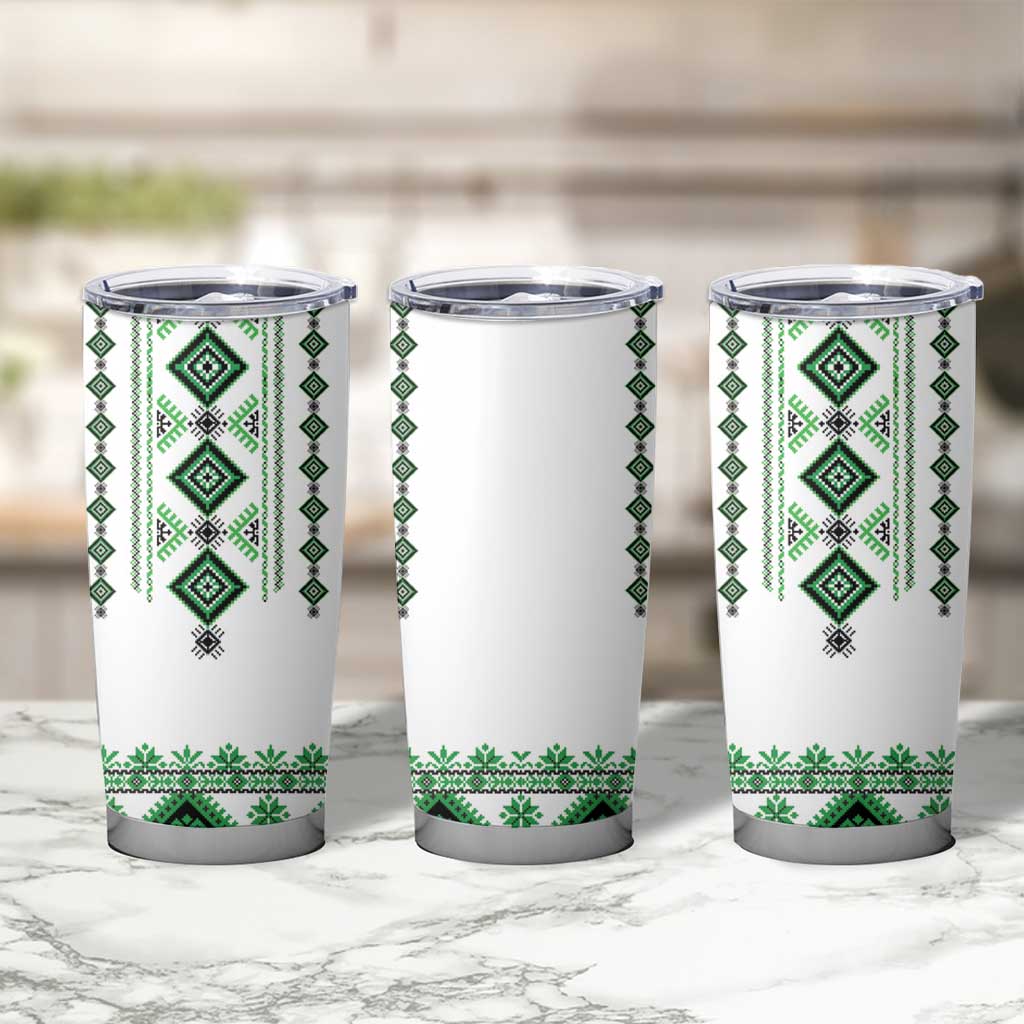Ukraine Vyshyvanka Inspired Tumbler Cup Ukrainian Traditional Folk Pattern