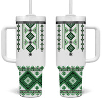 Ukraine Vyshyvanka Inspired Tumbler With Handle Ukrainian Traditional Folk Pattern