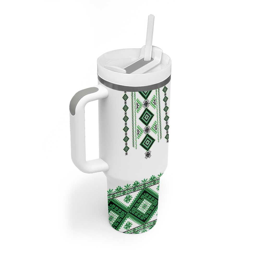 Ukraine Vyshyvanka Inspired Tumbler With Handle Ukrainian Traditional Folk Pattern