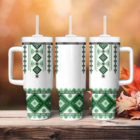Ukraine Vyshyvanka Inspired Tumbler With Handle Ukrainian Traditional Folk Pattern