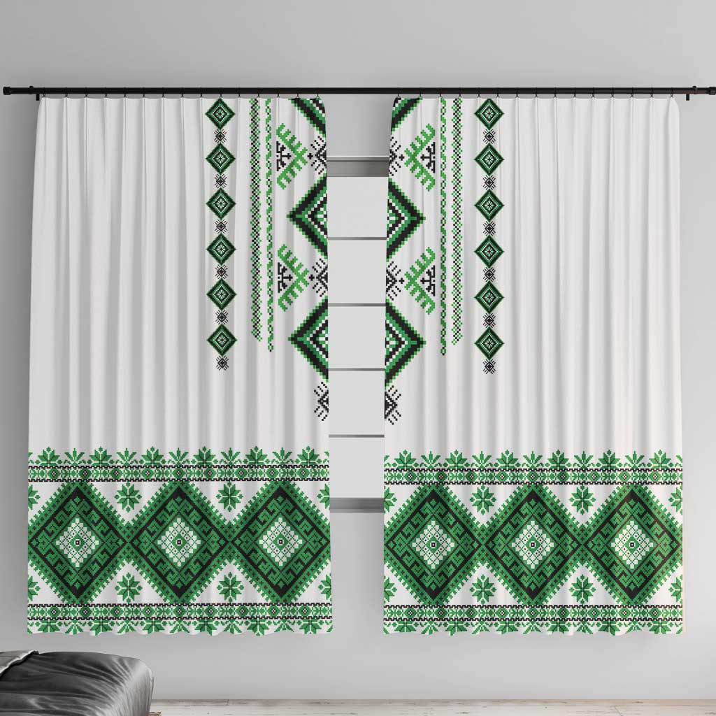 Ukraine Vyshyvanka Inspired Window Curtain Ukrainian Traditional Folk Pattern