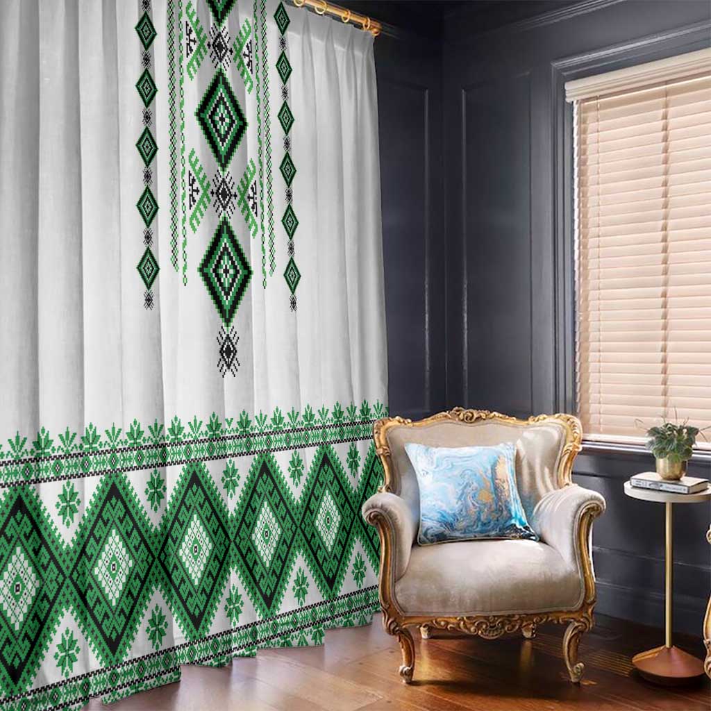 Ukraine Vyshyvanka Inspired Window Curtain Ukrainian Traditional Folk Pattern