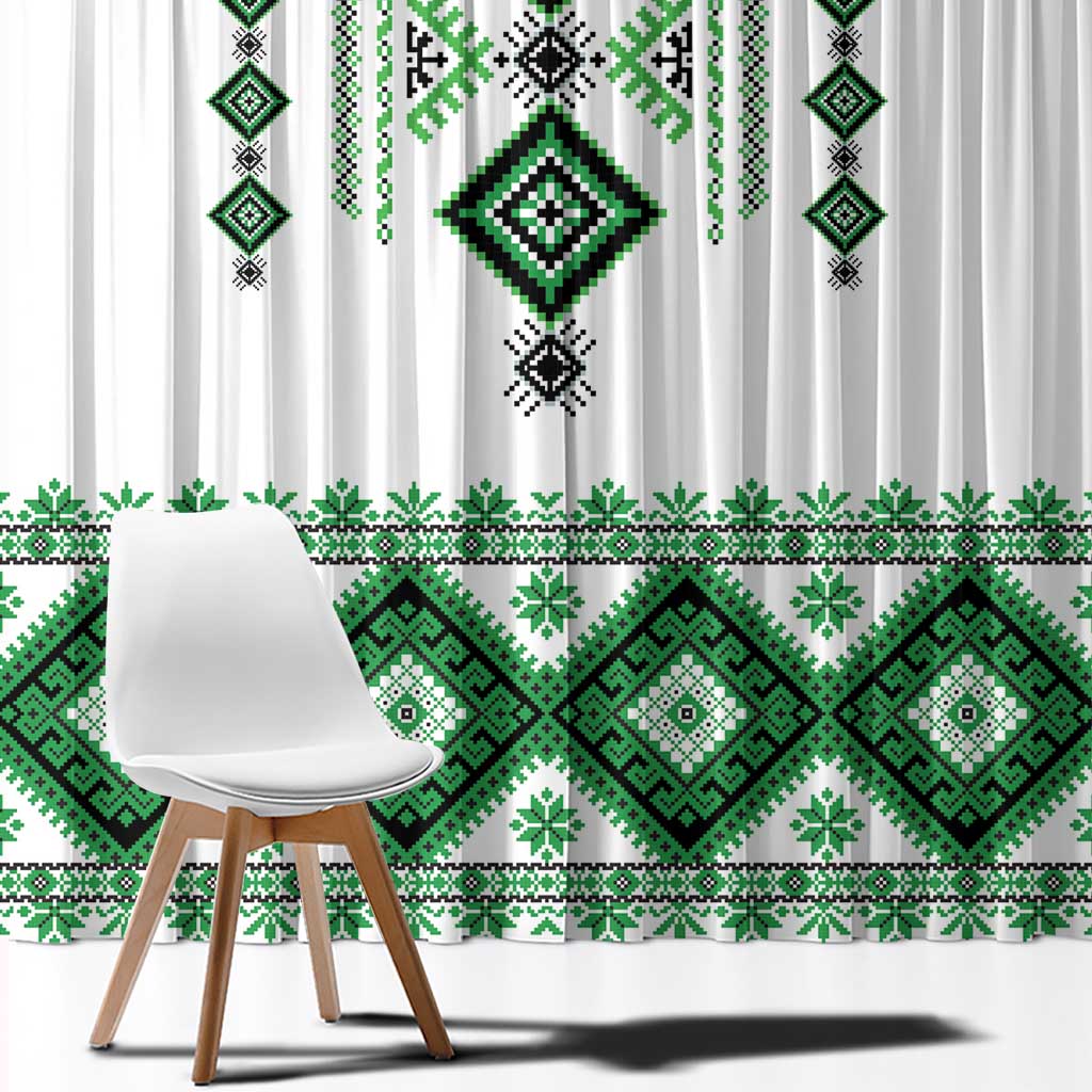 Ukraine Vyshyvanka Inspired Window Curtain Ukrainian Traditional Folk Pattern