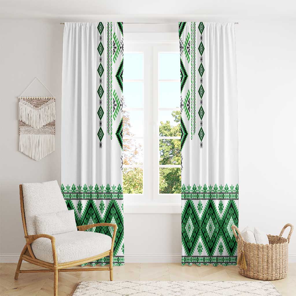 Ukraine Vyshyvanka Inspired Window Curtain Ukrainian Traditional Folk Pattern