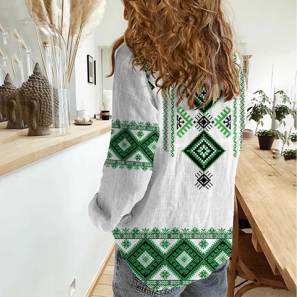 Ukraine Vyshyvanka Inspired Women Casual Shirt Ukrainian Traditional Folk Pattern