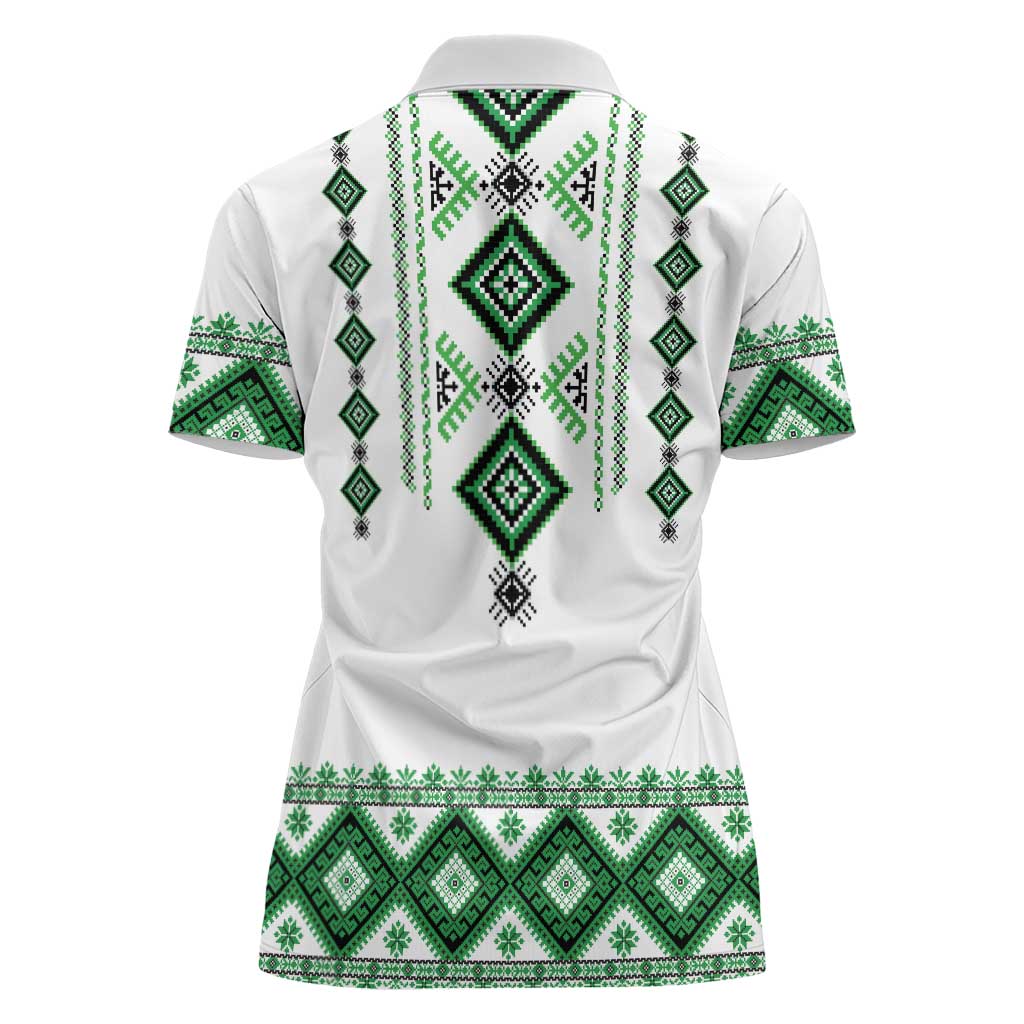 Ukraine Vyshyvanka Inspired Women Polo Shirt Ukrainian Traditional Folk Pattern