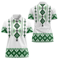 Ukraine Vyshyvanka Inspired Women Polo Shirt Ukrainian Traditional Folk Pattern
