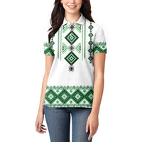 Ukraine Vyshyvanka Inspired Women Polo Shirt Ukrainian Traditional Folk Pattern