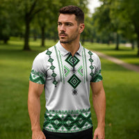 Ukraine Vyshyvanka Inspired Zipper Polo Shirt Ukrainian Traditional Folk Pattern