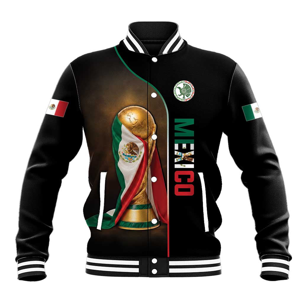 Personalized Mexico Football 2026 Baseball Jacket Trophy Flag Pride Art