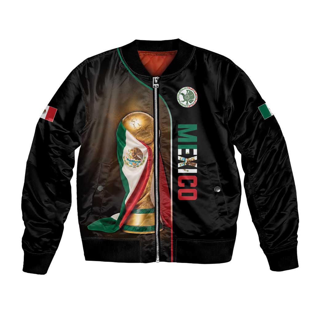 Personalized Mexico Football 2026 Bomber Jacket Trophy Flag Pride Art