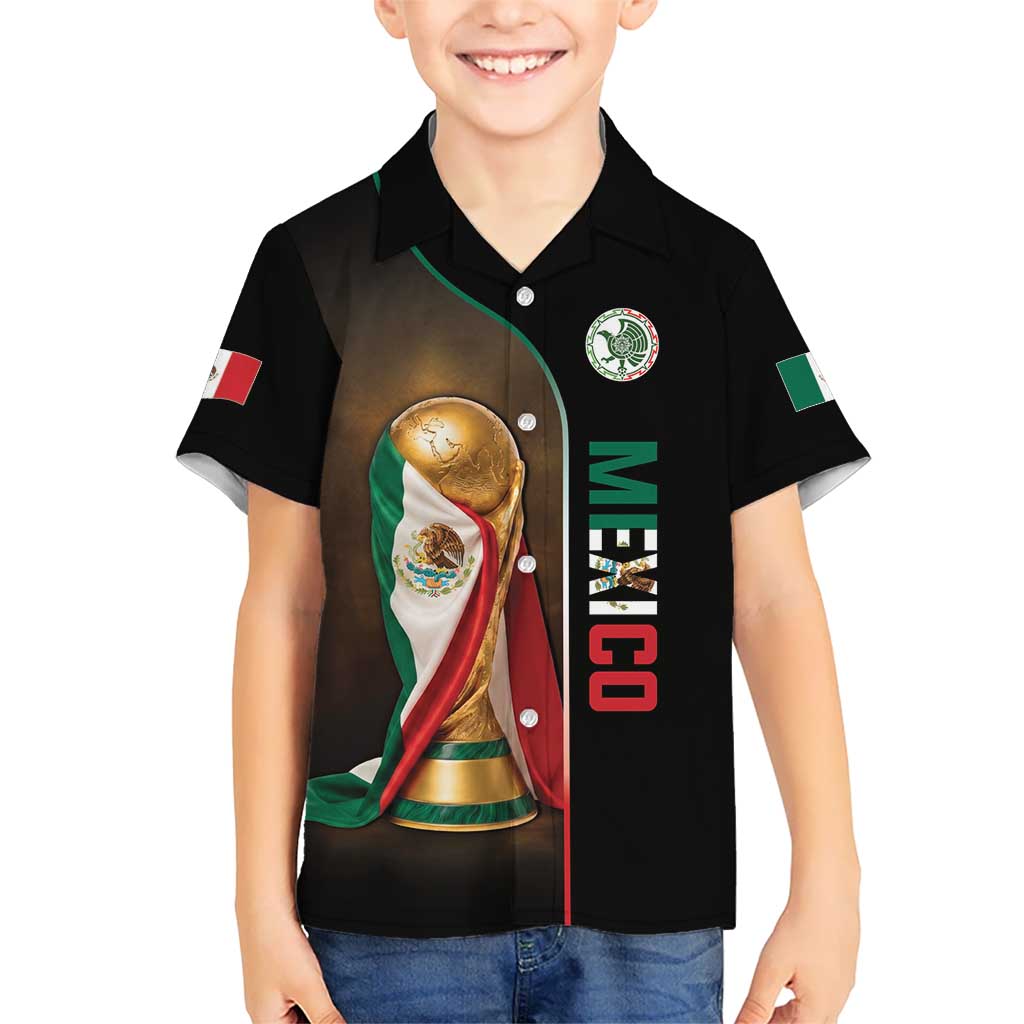 Personalized Mexico Football 2026 Kid Hawaiian Shirt Trophy Flag Pride Art