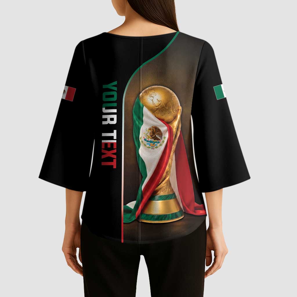 Personalized Mexico Football 2026 Kimono Sleeve Blouse Trophy Flag Pride Art