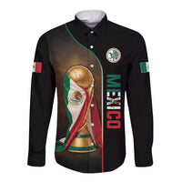 Personalized Mexico Football 2026 Long Sleeve Button Shirt Trophy Flag Pride Art
