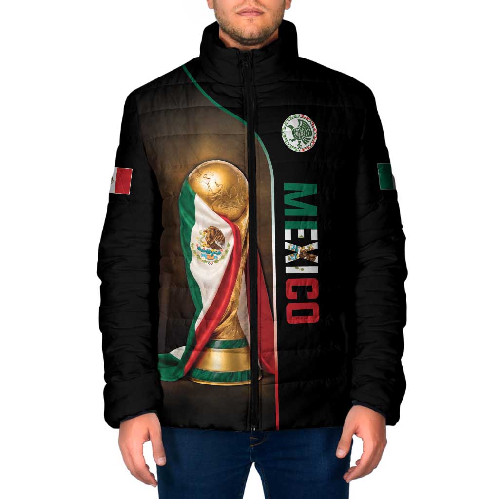Personalized Mexico Football 2026 Padded Jacket Trophy Flag Pride Art