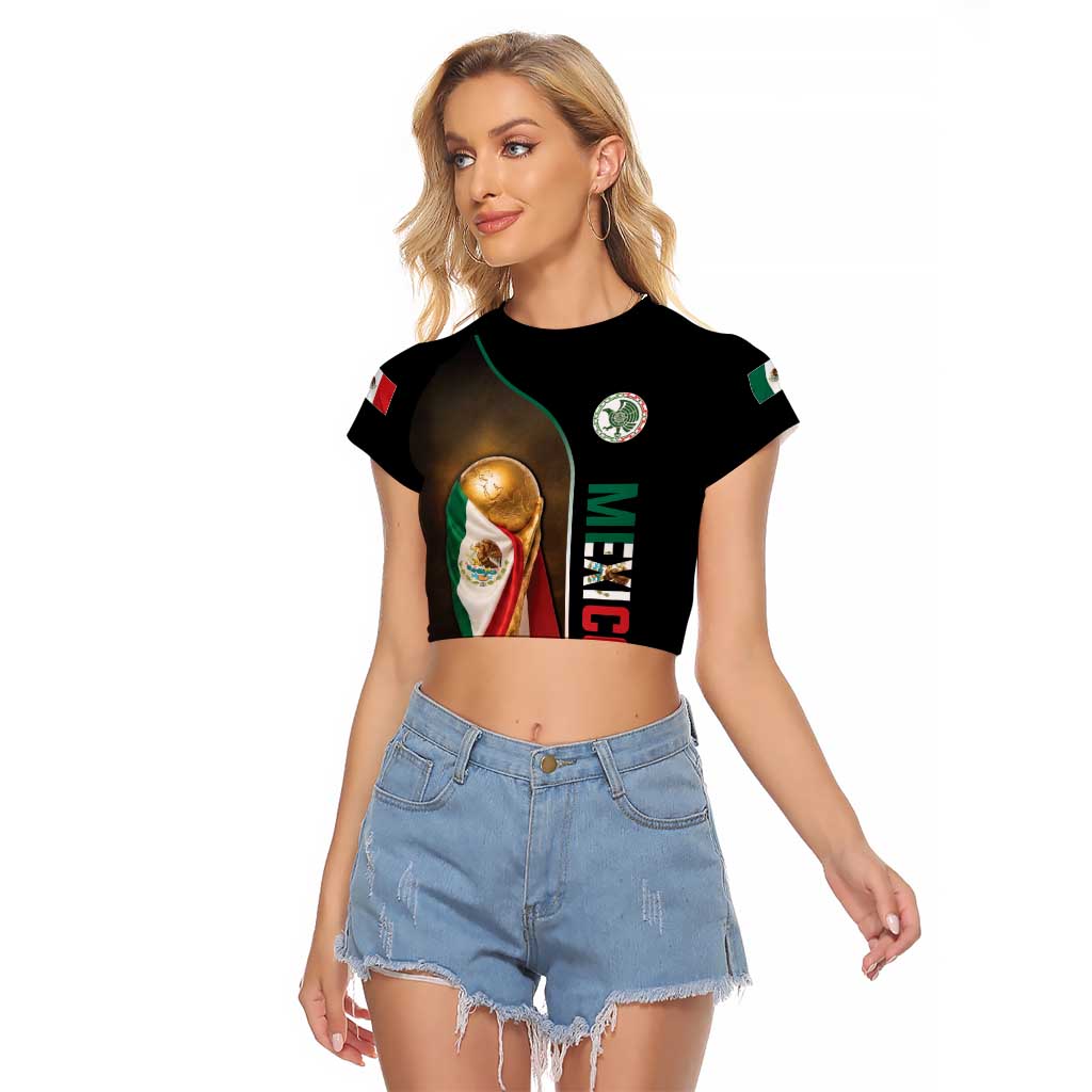 Personalized Mexico Football 2026 Raglan Cropped T Shirt Trophy Flag Pride Art