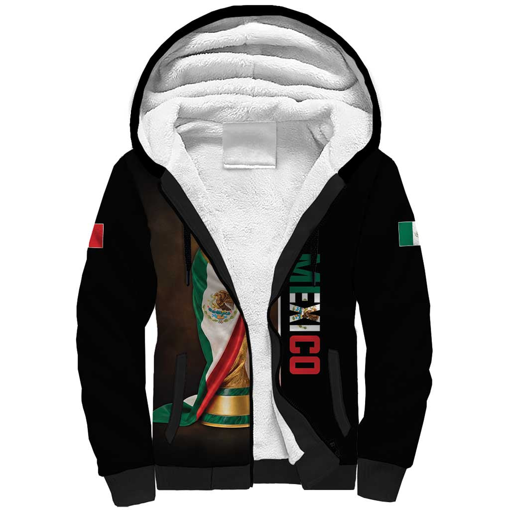 Personalized Mexico Football 2026 Sherpa Hoodie Trophy Flag Pride Art