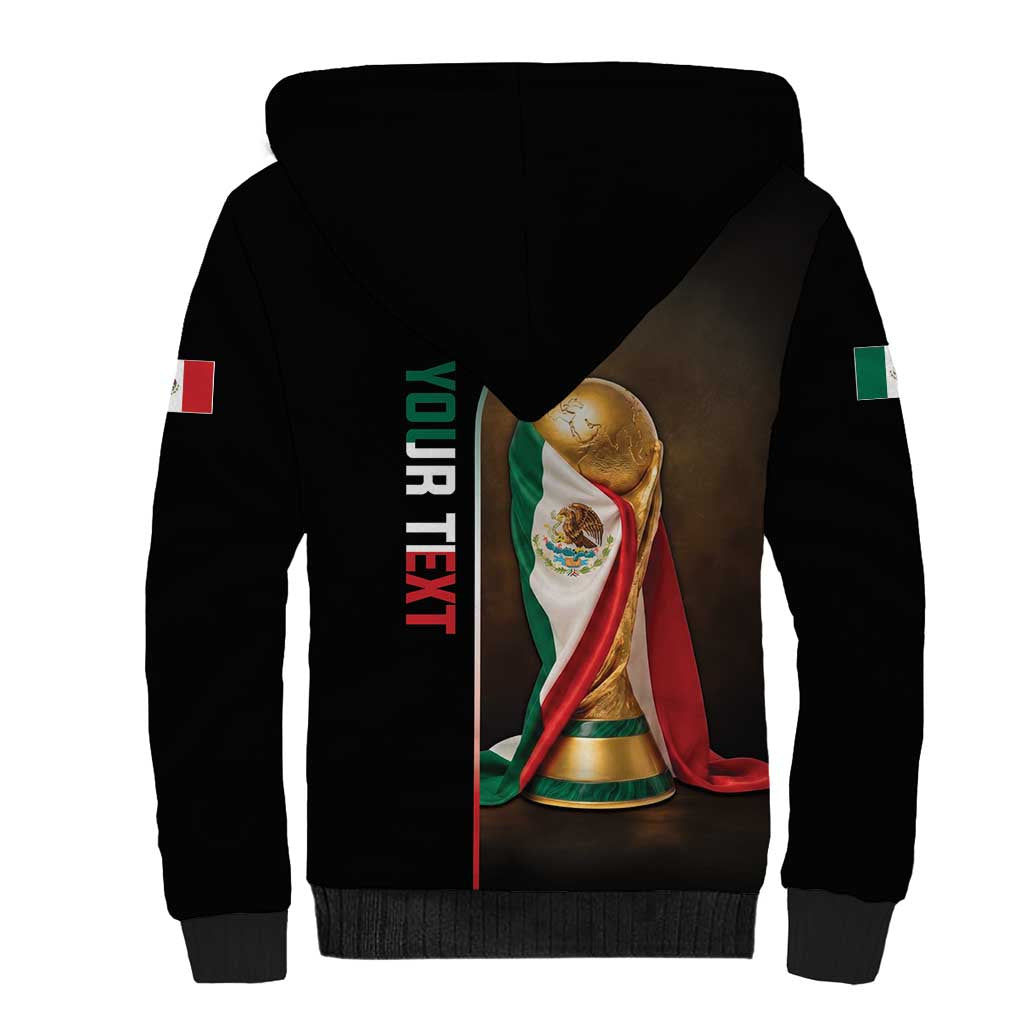 Personalized Mexico Football 2026 Sherpa Hoodie Trophy Flag Pride Art