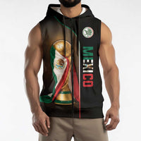 Personalized Mexico Football 2026 Sleeveless Zip Hoodie Trophy Flag Pride Art