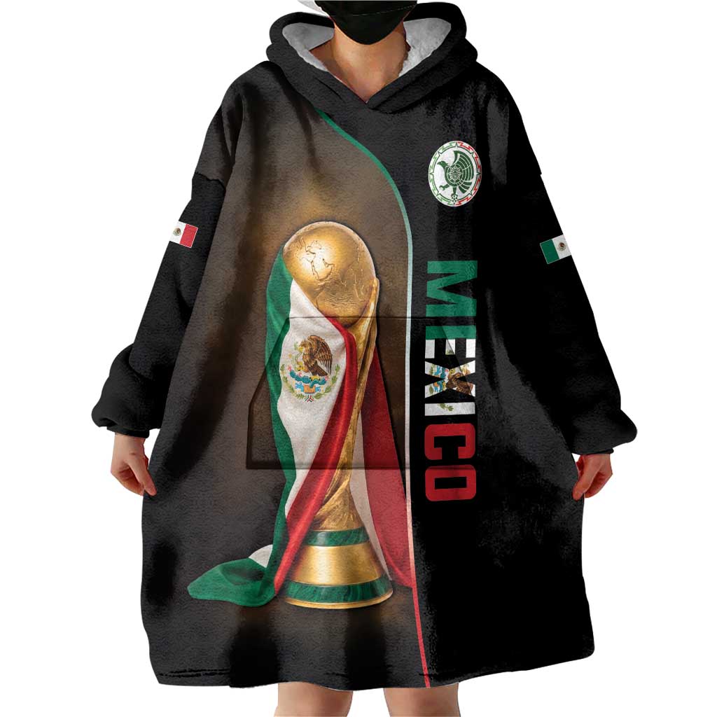 Personalized Mexico Football 2026 Wearable Blanket Hoodie Trophy Flag Pride Art