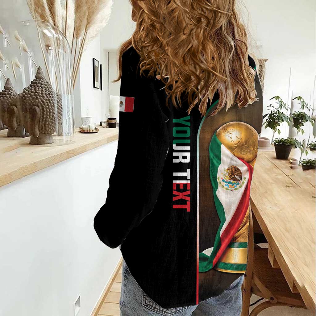 Personalized Mexico Football 2026 Women Casual Shirt Trophy Flag Pride Art
