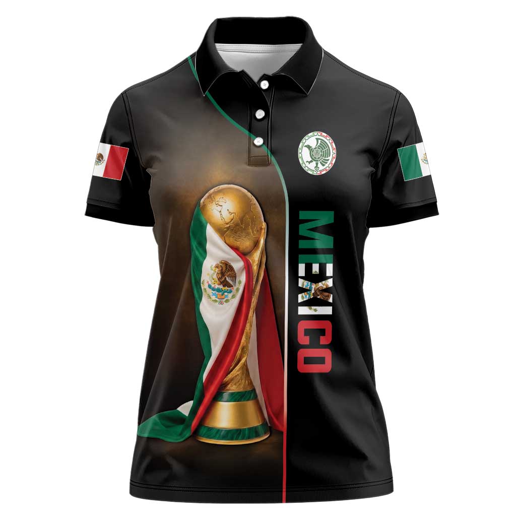 Personalized Mexico Football 2026 Women Polo Shirt Trophy Flag Pride Art