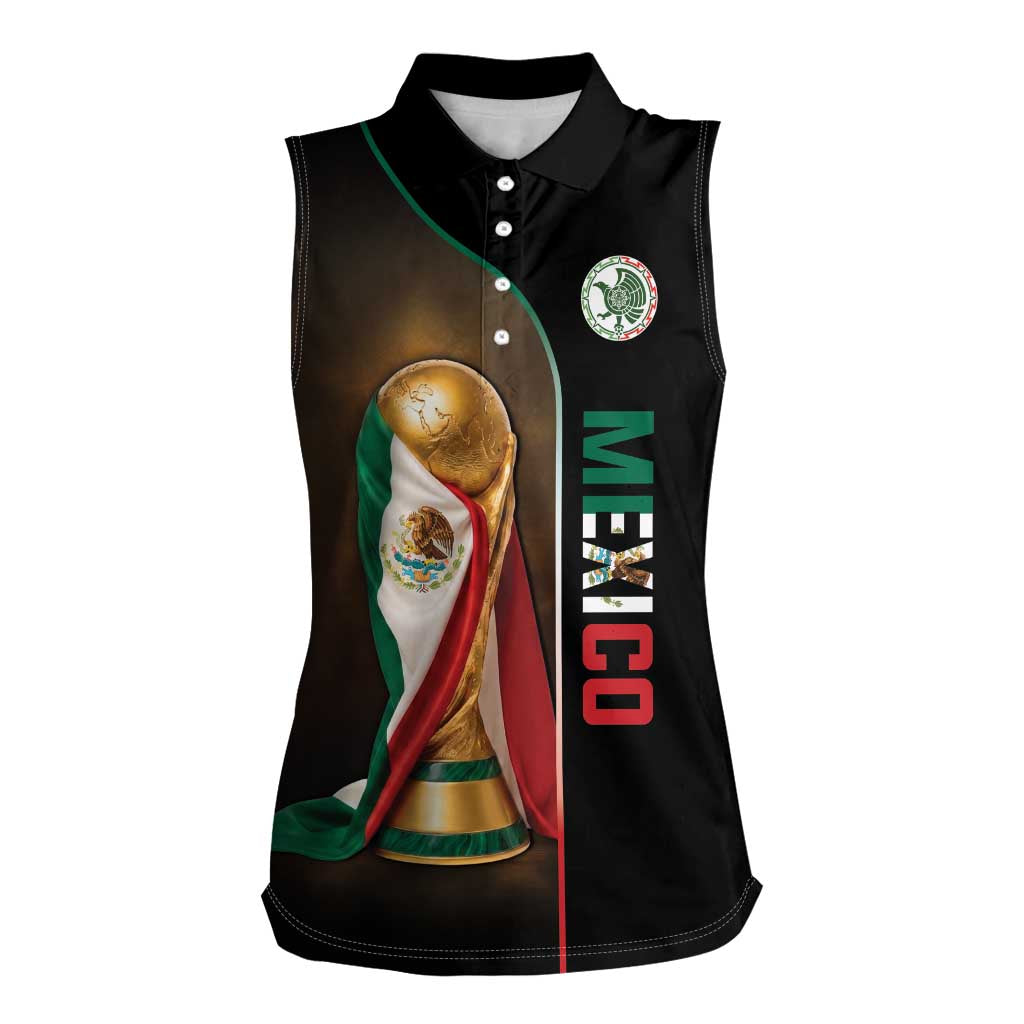 Personalized Mexico Football 2026 Women Sleeveless Polo Shirt Trophy Flag Pride Art