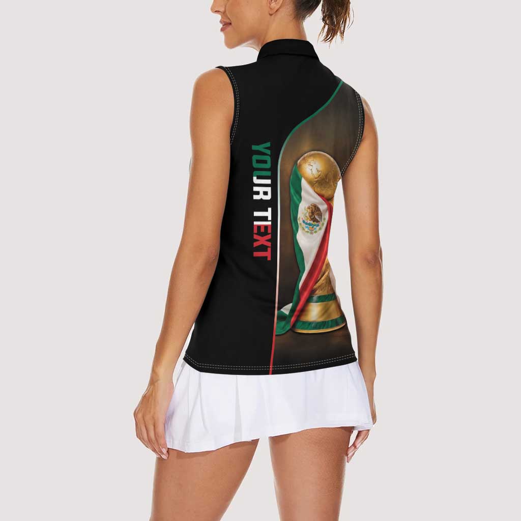 Personalized Mexico Football 2026 Women Sleeveless Polo Shirt Trophy Flag Pride Art