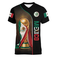 Personalized Mexico Football 2026 Women V-Neck T-Shirt Trophy Flag Pride Art