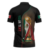 Personalized Mexico Football 2026 Zipper Polo Shirt Trophy Flag Pride Art