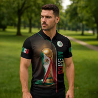 Personalized Mexico Football 2026 Zipper Polo Shirt Trophy Flag Pride Art